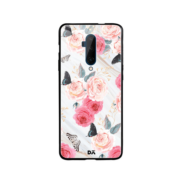 

DailyObjects Pink Flowers Marble Glass Case Cover For OnePlus 7T Pro