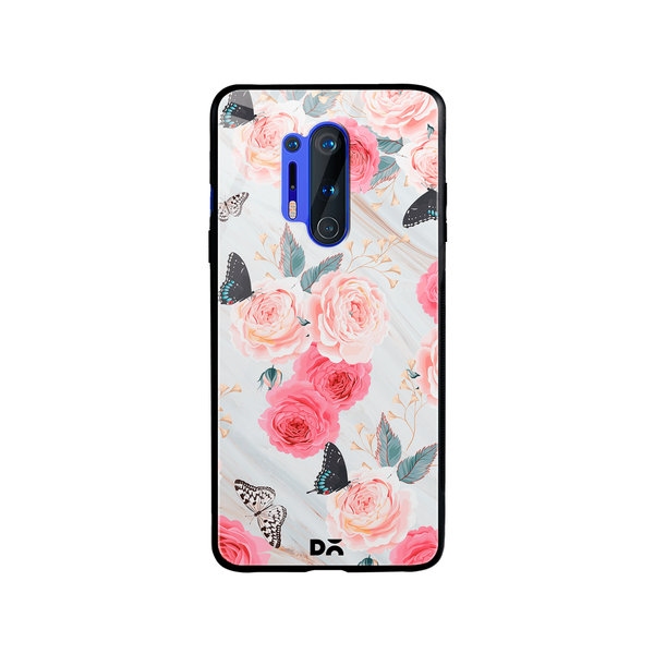 

DailyObjects Pink Flowers Marble Glass Case Cover For OnePlus 8 Pro