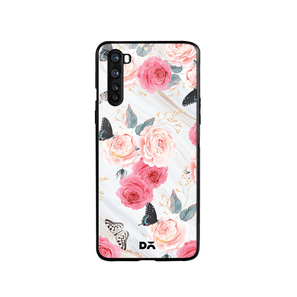 DailyObjects Pink Flowers Marble Glass Case Cover For OnePlus Nord
