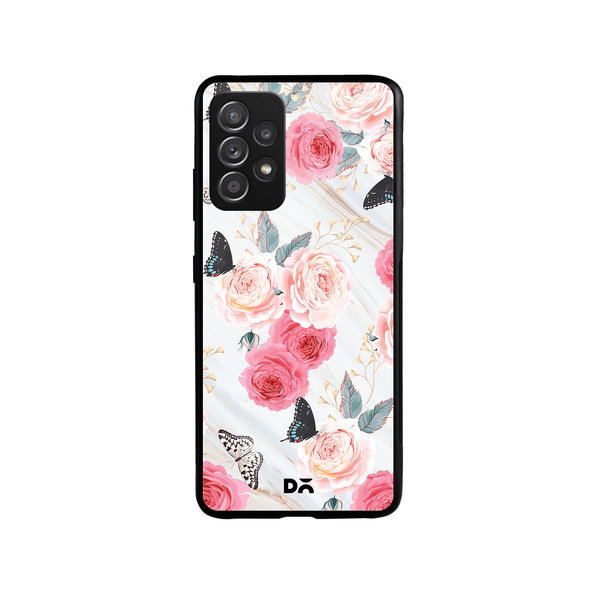 

DailyObjects Pink Flowers Marble Glass Case Cover For Samsung Galaxy A52
