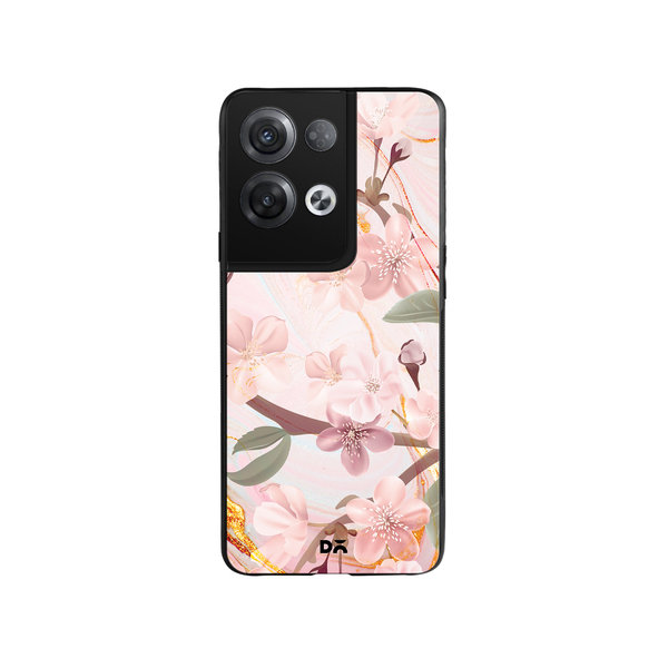 

DailyObjects Pink & Gold Marble Flowers Glass Case Cover For Oppo Reno 8