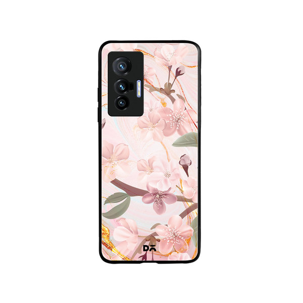 

DailyObjects Pink & Gold Marble Flowers Glass Case Cover For Vivo X70