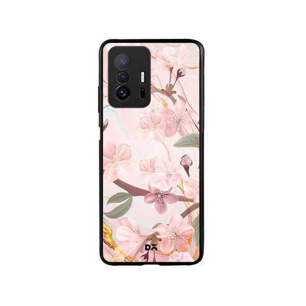 

DailyObjects Pink & Gold Marble Flowers Glass Case Cover For Xiaomi 11T