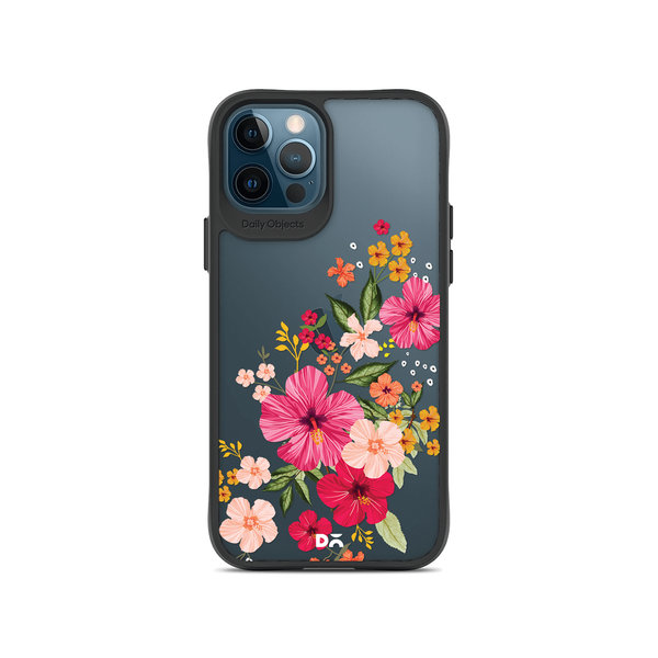 

DailyObjects Pink Hibiscus Black Hybrid Clear Case Cover For iPhone 12 Pro Max