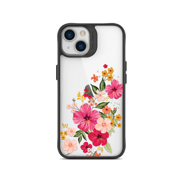 

DailyObjects Pink Hibiscus Black Hybrid Clear Case Cover For iPhone 14 Plus