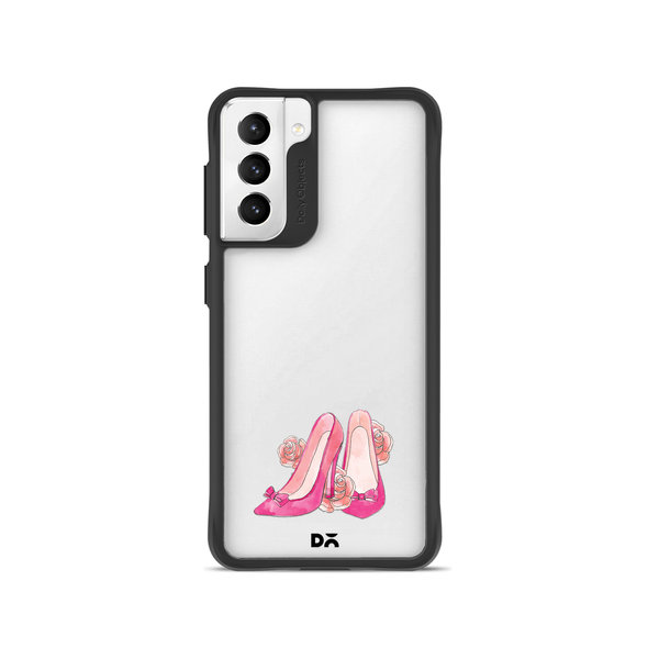 

DailyObjects Pink Stilettos Black Hybrid Clear Case Cover For Samsung Galaxy S21 Plus