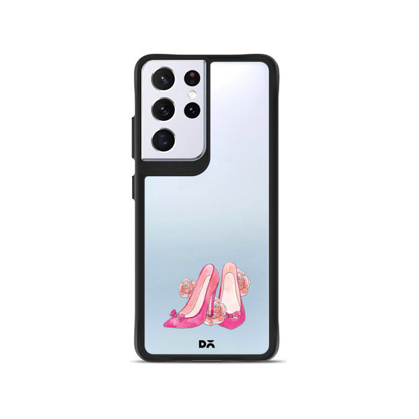 DailyObjects Pink Stilettos Black Hybrid Clear Case Cover For Samsung Galaxy S21 Ultra