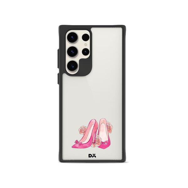 DailyObjects Pink Stilettos Black Hybrid Clear Case Cover For Samsung Galaxy S23 Ultra