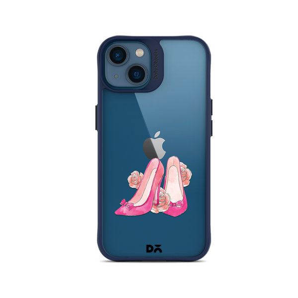 

DailyObjects Pink Stilettos Blue Hybrid Clear Case Cover For iPhone 14 Plus