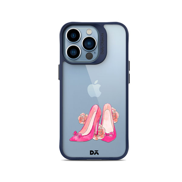 

DailyObjects Pink Stilettos Blue Hybrid Clear Case Cover For iPhone 14 Pro