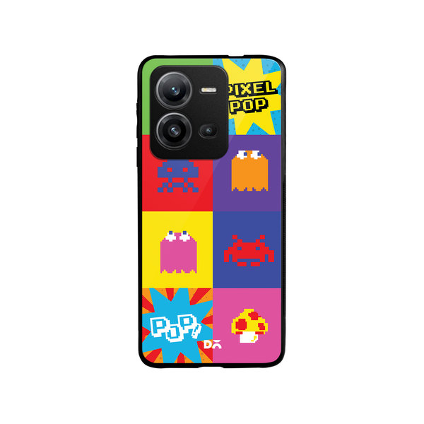 

DailyObjects Pixel Pop Glass Case Cover For Vivo V25