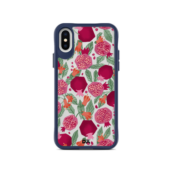

DailyObjects Pomegranate Party Blue Hybrid Clear Case Cover For iPhone XS