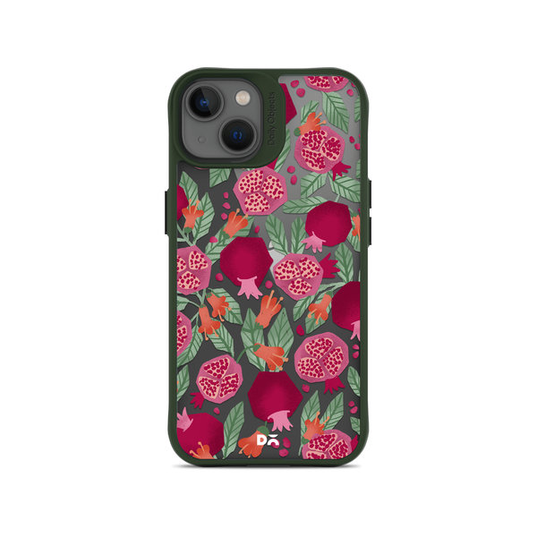 

DailyObjects Pomegranate Party Green Hybrid Clear Case Cover For iPhone 13 Mini