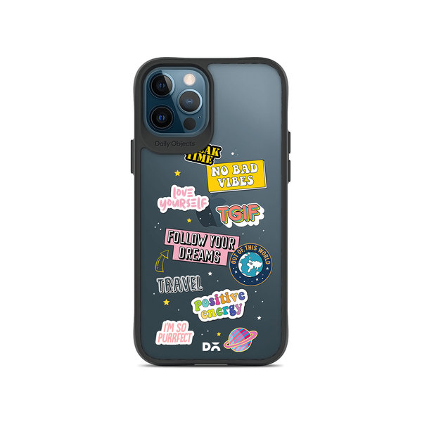 

DailyObjects Positivity Black Hybrid Clear Case Cover For iPhone 12 Pro