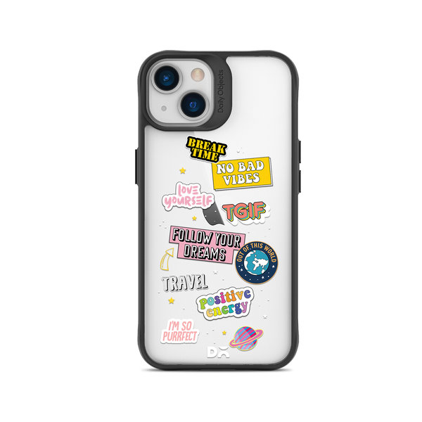 

DailyObjects Positivity Black Hybrid Clear Case Cover For iPhone 15 Plus