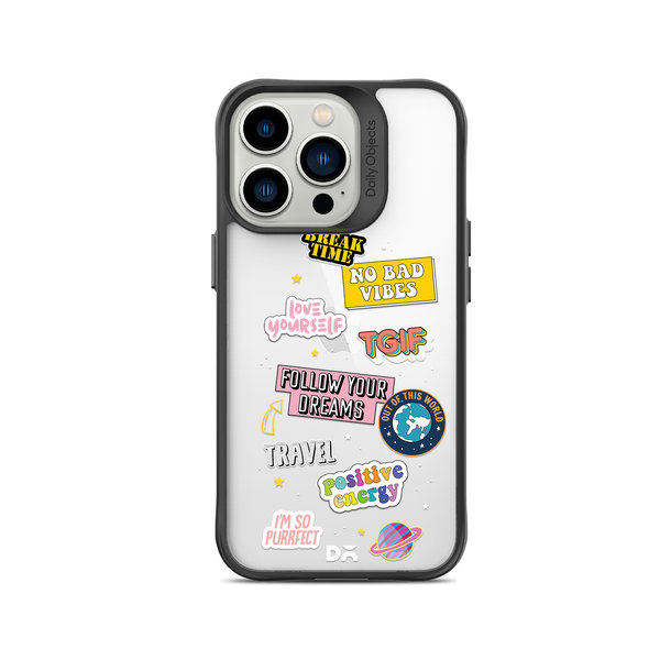 

DailyObjects Positivity Black Hybrid Clear Case Cover For iPhone 15 Pro