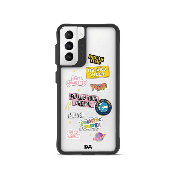 

DailyObjects Positivity Black Hybrid Clear Case Cover For Samsung Galaxy S21 Plus