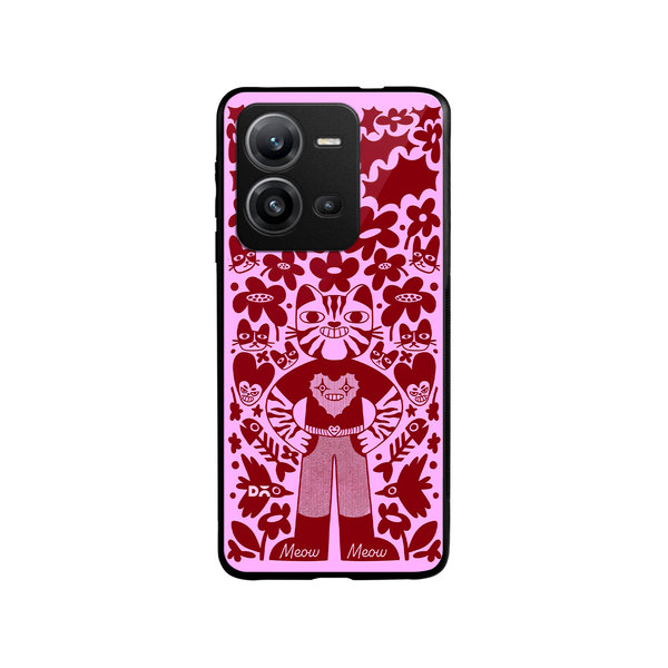 

DailyObjects Purr Man Glass Case Cover For Vivo V25