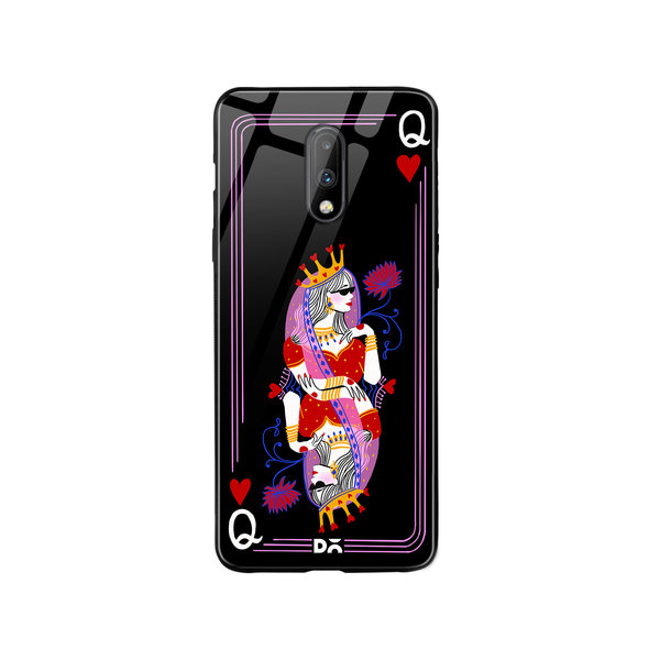 DailyObjects Queen Of Hearts Glass Case Cover For OnePlus 7