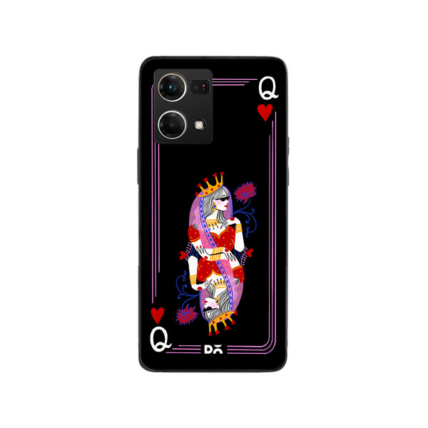 

DailyObjects Queen Of Hearts Glass Case Cover For Oppo Reno 7