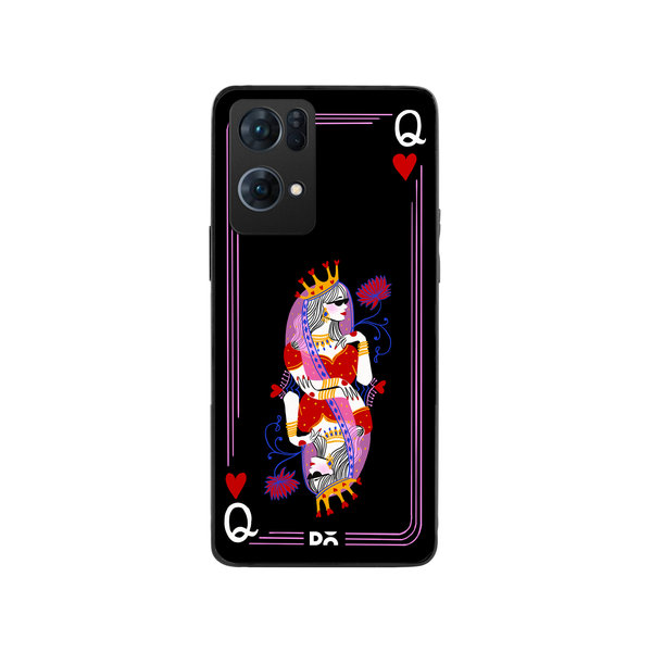 DailyObjects Queen Of Hearts Glass Case Cover For Oppo Reno 7 Pro