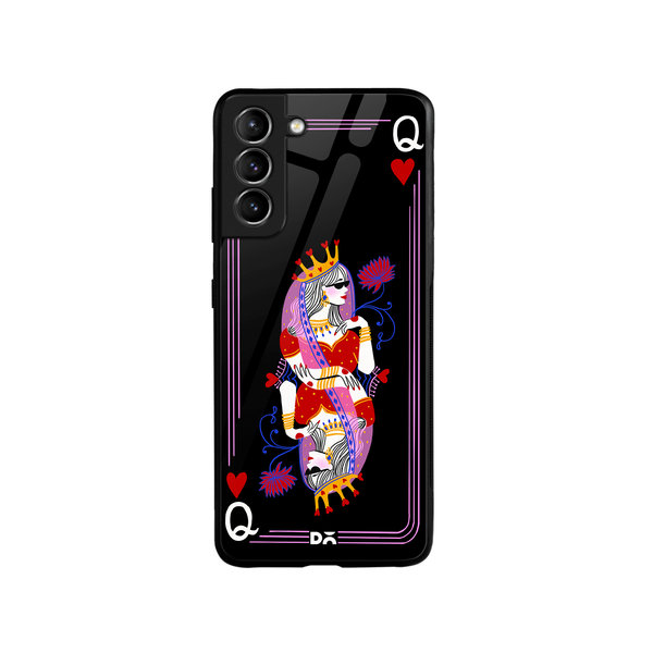 

DailyObjects Queen Of Hearts Glass Case Cover For Samsung Galaxy S21