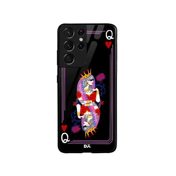 

DailyObjects Queen Of Hearts Glass Case Cover For Samsung Galaxy S21 Ultra