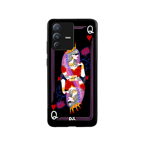 

DailyObjects Queen Of Hearts Glass Case Cover For Vivo V23 Pro