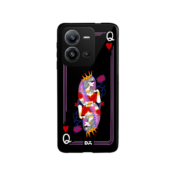 

DailyObjects Queen Of Hearts Glass Case Cover For Vivo V25