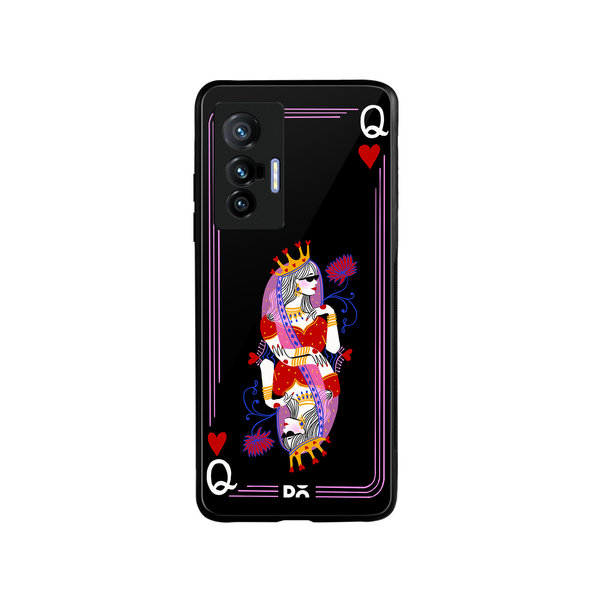 

DailyObjects Queen Of Hearts Glass Case Cover For Vivo X70