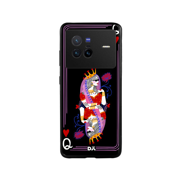 

DailyObjects Queen Of Hearts Glass Case Cover For Vivo X80