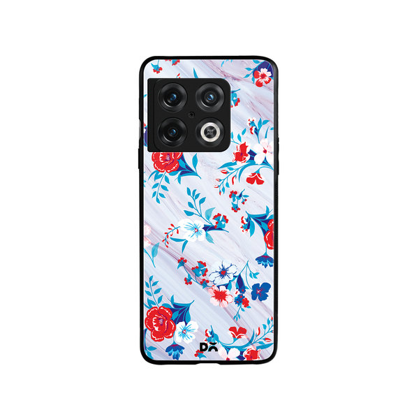 

DailyObjects Red & White Marble Flowers Glass Case Cover For OnePlus 10 Pro