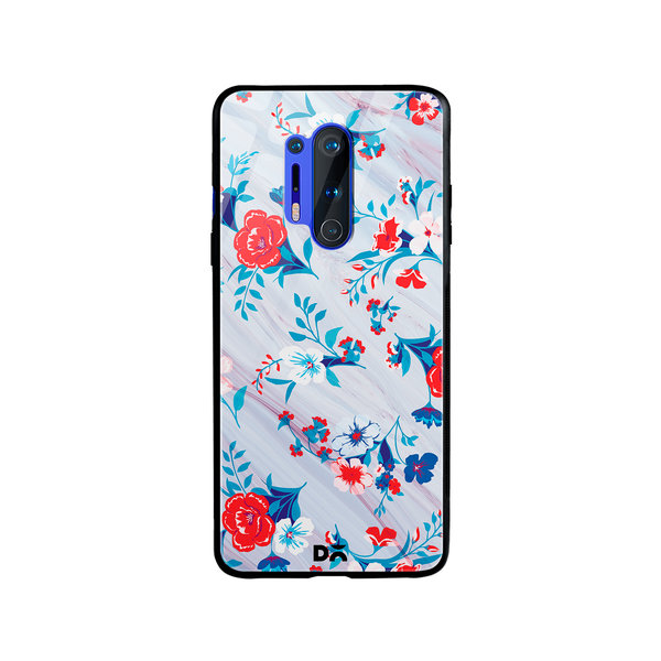 

DailyObjects Red & White Marble Flowers Glass Case Cover For OnePlus 8 Pro