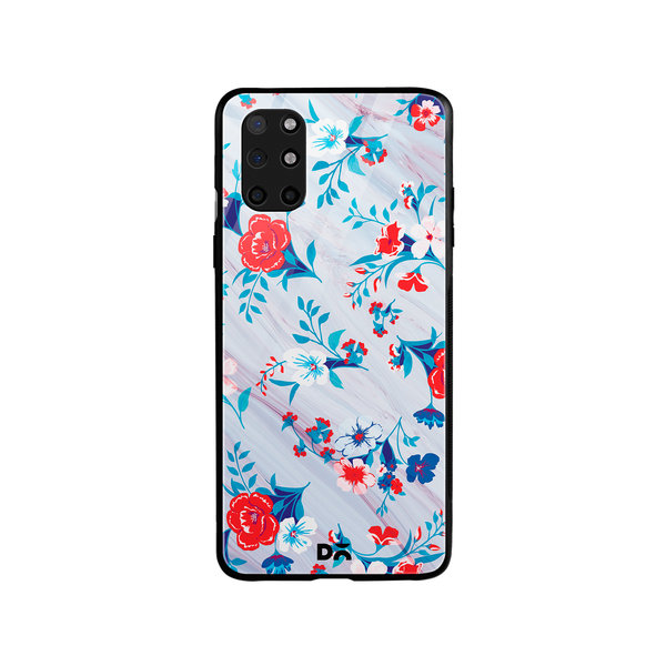 

DailyObjects Red & White Marble Flowers Glass Case Cover For OnePlus 8T