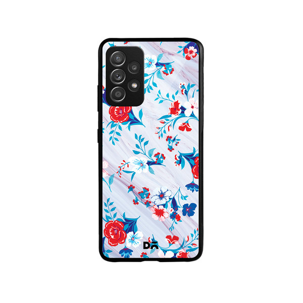 

DailyObjects Red & White Marble Flowers Glass Case Cover For Samsung Galaxy A52