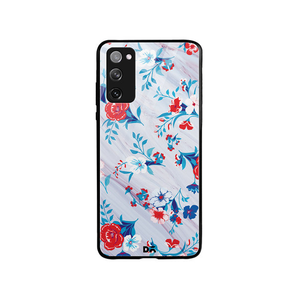 

DailyObjects Red & White Marble Flowers Glass Case Cover For Samsung Galaxy S20 FE
