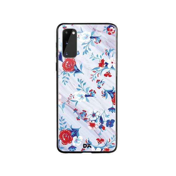 

DailyObjects Red & White Marble Flowers Glass Case Cover For Samsung Galaxy S20