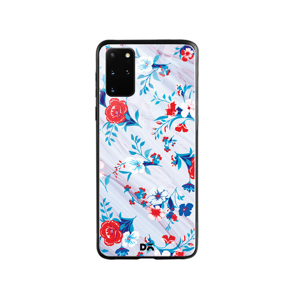 

DailyObjects Red & White Marble Flowers Glass Case Cover For Samsung Galaxy S20 Plus