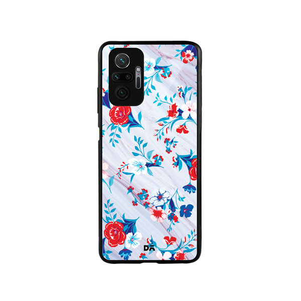 

DailyObjects Red & White Marble Flowers Glass Case Cover For Xiaomi Redmi Note 10 Pro