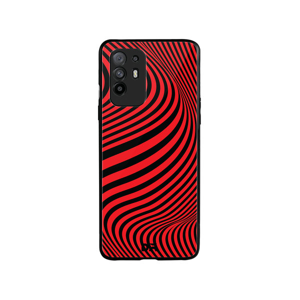 

DailyObjects Red Waves Glass Case Cover For Oppo F19 Pro Plus