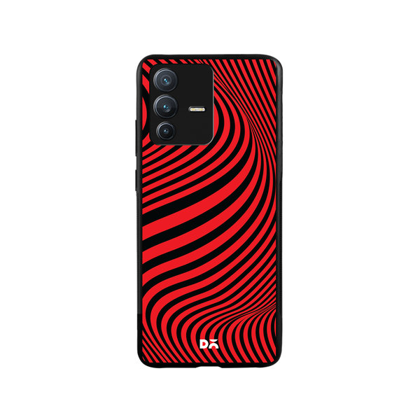 

DailyObjects Red Waves Glass Case Cover For Vivo V23