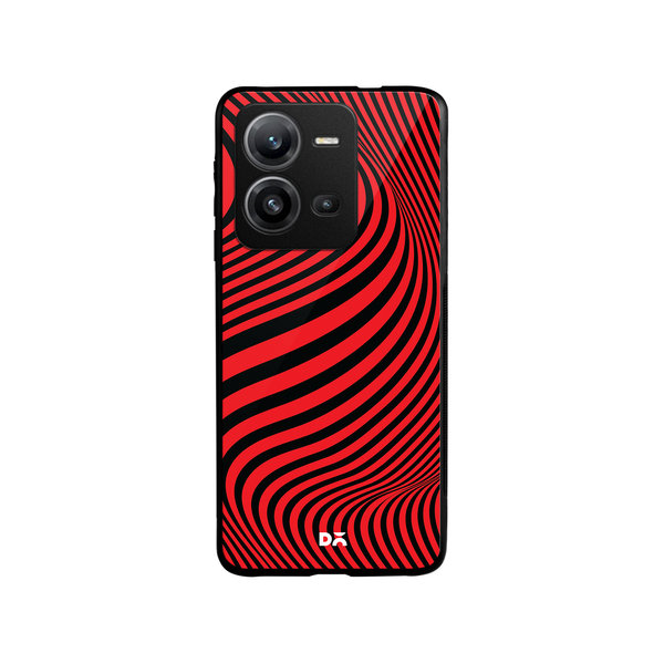 

DailyObjects Red Waves Glass Case Cover For Vivo V25