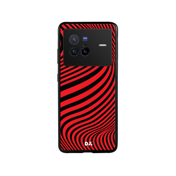 

DailyObjects Red Waves Glass Case Cover For Vivo X80