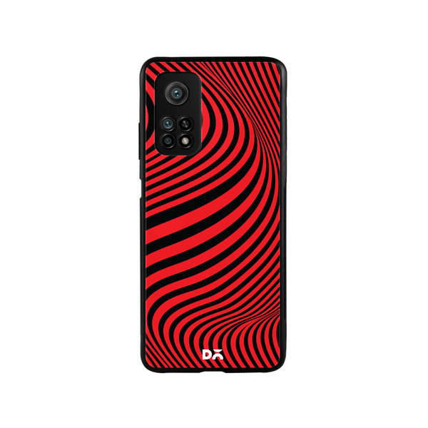 

DailyObjects Red Waves Glass Case Cover For Xiaomi Mi 10T