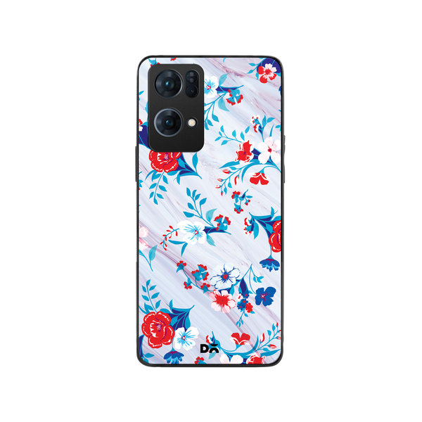 

DailyObjects Red & White Marble Flowers Glass Case Cover For Oppo Reno 7 Pro