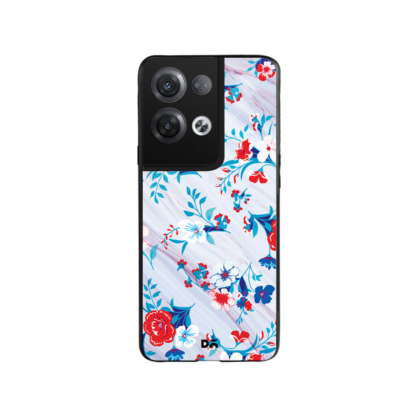 

DailyObjects Red & White Marble Flowers Glass Case Cover For Oppo Reno 8 Pro Plus