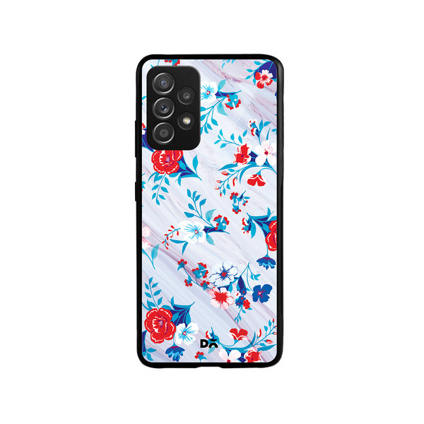 

DailyObjects Red & White Marble Flowers Glass Case Cover For Samsung Galaxy A73