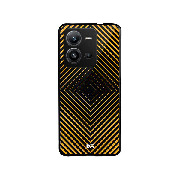 

DailyObjects Rhombus Ochre Glass Case Cover For Vivo V25