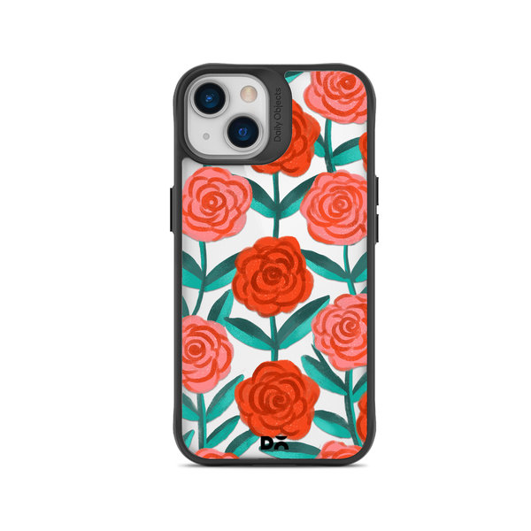 

DailyObjects Rosey Retreat Black Hybrid Clear Case Cover For iPhone 15 Plus