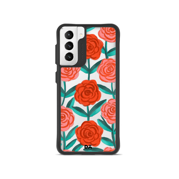 

DailyObjects Rosey Retreat Black Hybrid Clear Case Cover For Samsung Galaxy S22 Plus